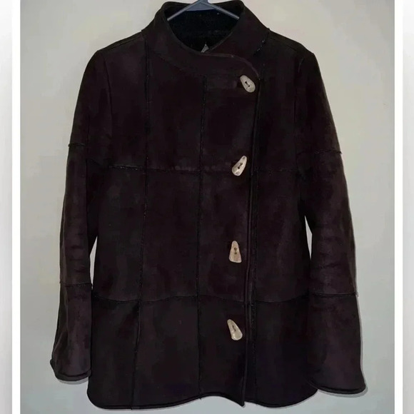 Fjallraven Suede Fleece Lined Jacket Toggle Buttons Brown Women’s Medium - Picture 1 of 5